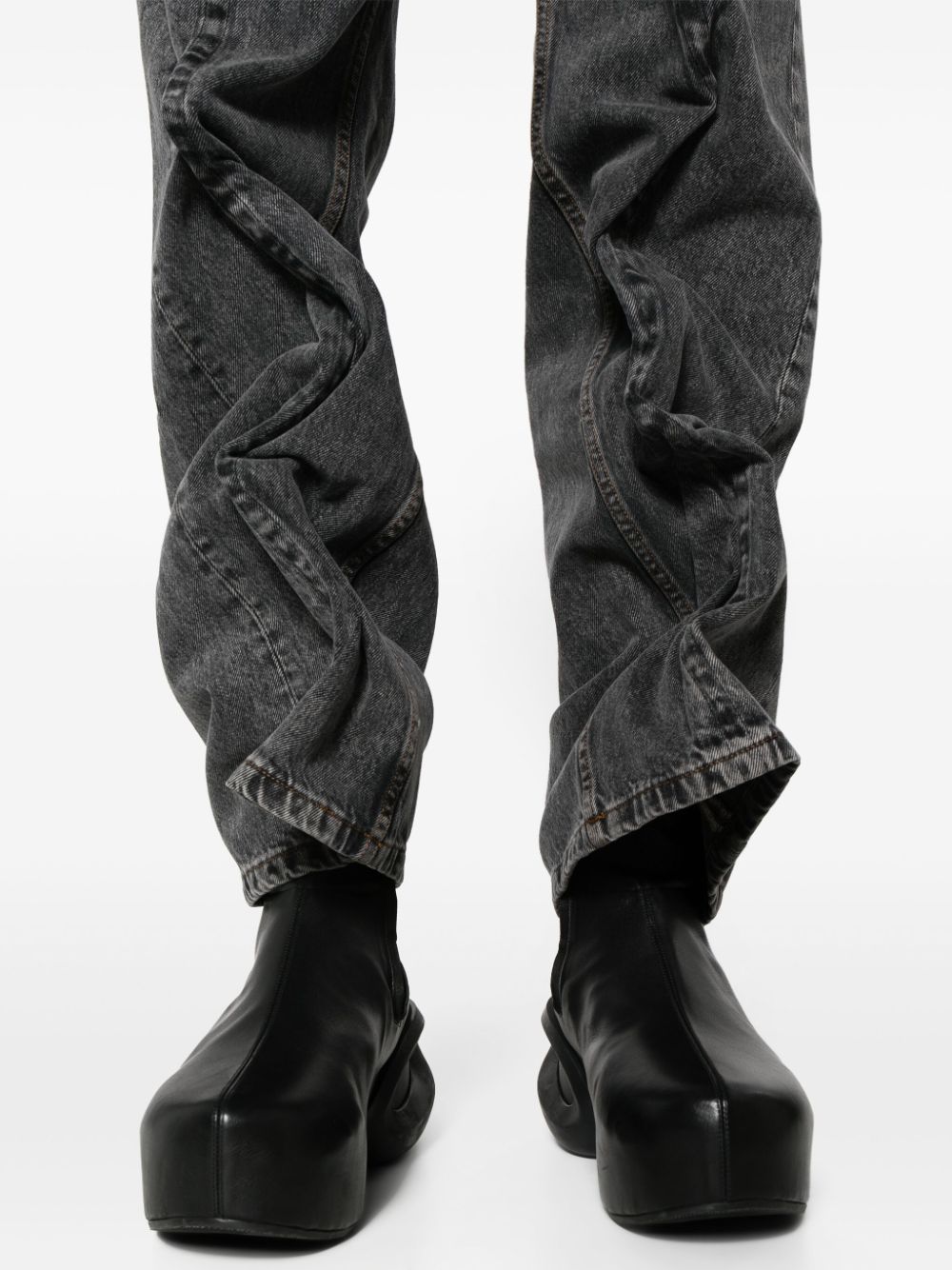 evergreen wire jeans unisex black in cotton - Y/PROJECT - d — 2